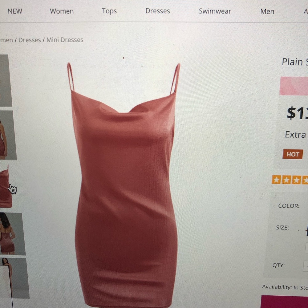 Pink Satin Slip Dress from Zaful